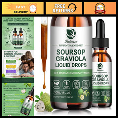 2 Pack Soursop Graviola Leaf Extract & Sea Moss Drops for Immunity & Gut Health