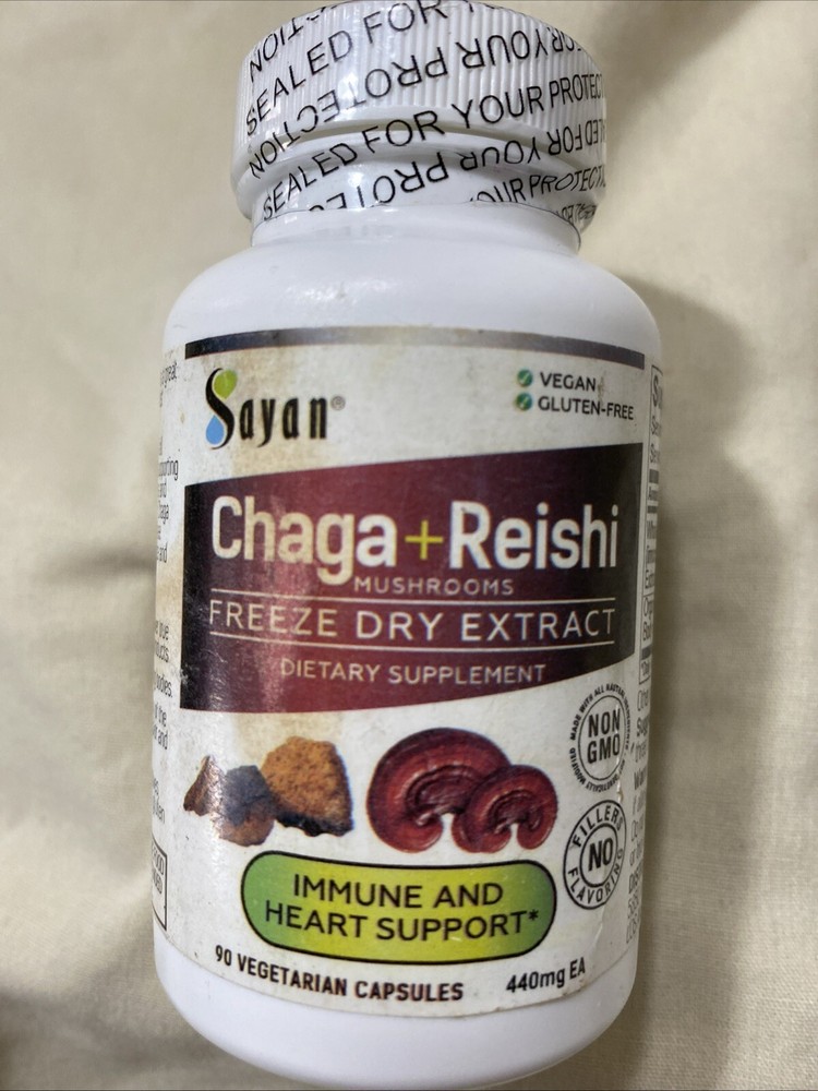 Siberian Chaga & Reishi Mushroom 90 Capsules Freeze Dried Extract Exp 05/26