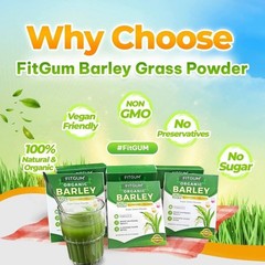 FITGUM Organic Barley Super Green Powder 15 Sachets – with Glutathione & Collage