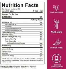 Organic Beet Root Powder Raw Non GMO Pure Beta Vulgaris Nitric Oxide Booster