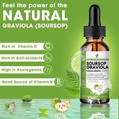 Soursop Graviola Extract Liquid Drops 1800mg Support Regeneration, Immune Boost
