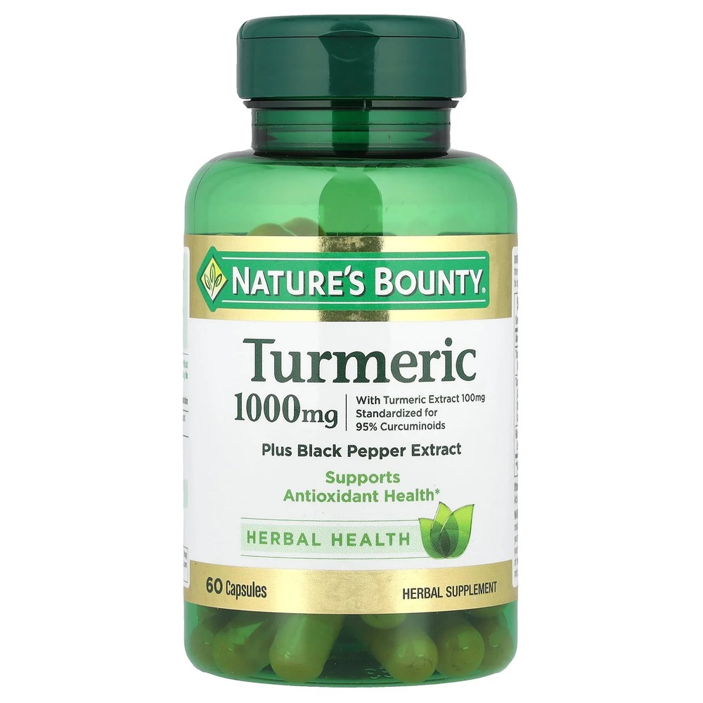 2 X Nature’s Bounty, Turmeric Plus Black Pepper Extract, 1,000 mg, 60 Capsules