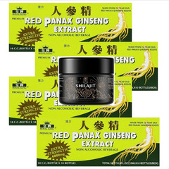 SHILAJIT 1.7oz & Red PANAX Ginseng Extract 12 yr old Roots 6000mg x4 120 Bottles