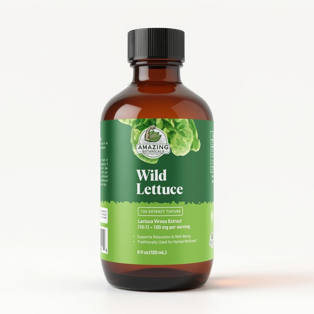 Amazing Botanicals Alcohol-Free Wild Lettuce 10X Extract Tincture | USDA Organic