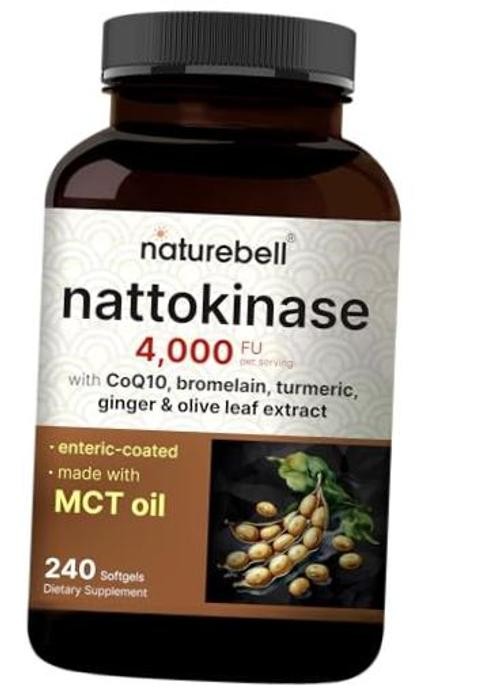 Nattokinase 4,000 FU Per Serving, 240 Softgels – 7-in-1 Formula with CoQ10,