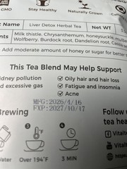 Vital Tea Liver Detox Herbal Tea Liver Health Natural Caffeine Free 3.5oz