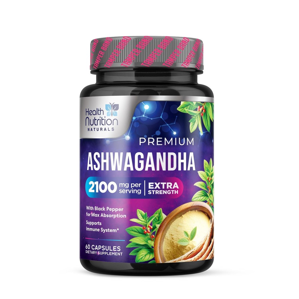 Ashwagandha 2,100 mg Extra Strength Stress & Mood Support with Black Pepper
