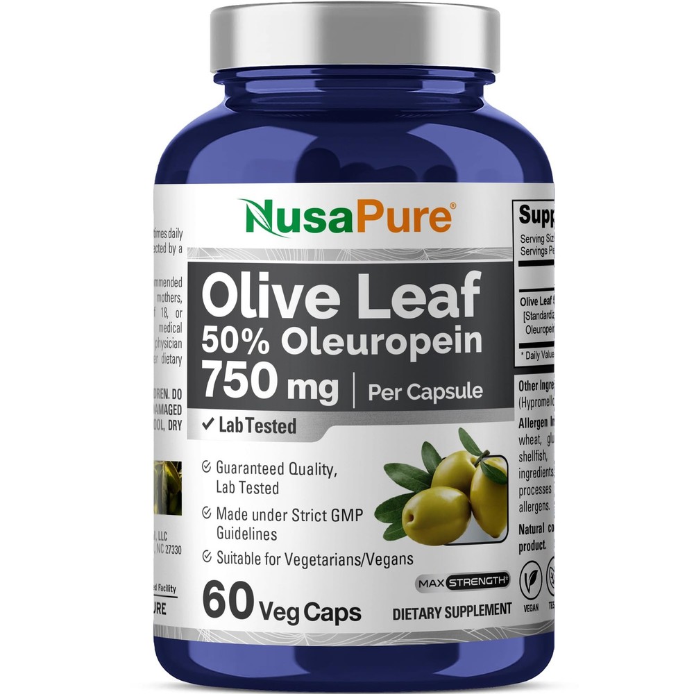 Olive Leaf Extract 750 mg – 50% Oleuropein – Vegan and Vegetarian Non-GMO – S…