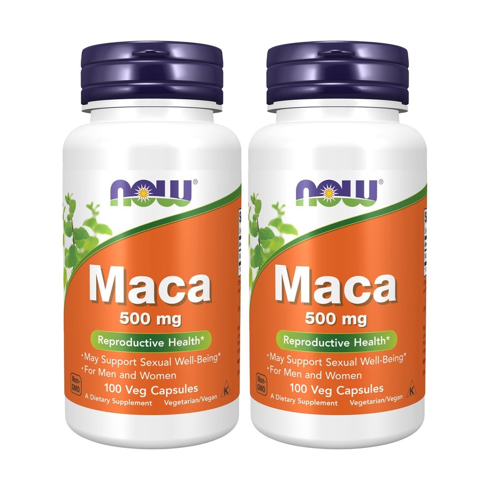 2 x NOW FOODS MACA 500 mg 100 Caps Rich in Saponins