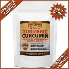 240 Turmeric 95% Curcumin BioPerine Black Pepper Pills 10,000mg Extract Tumeric