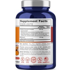 Turmeric Curcumin Complex 4,500 mg Per Capsule, with Black Pepper.