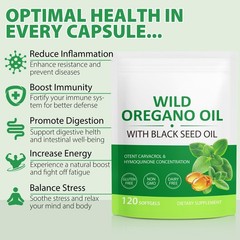 Oil of Oregano Softgels, 2 in 1 Oil of Oregano with Black Seed Oil 240 Count,…