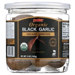 MW Polar Organic Black Garlic Naturally Cured Whole Bulbs, 5 oz Jar.