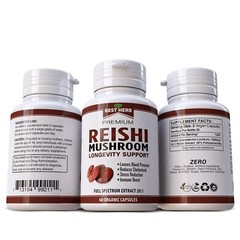 Organic Reishi Mushroom General Wellness Vitality Supplement 1000mg 60 Veg Pills