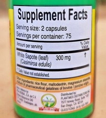 Zapote Blanco ✅ 150 Capsules 300 mg each White Zapote by Plantimex
