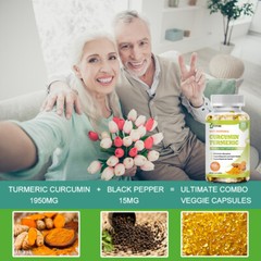Organic Turmeric Curcumin 1950mg Vegetarian Capsules Anti Inflammatory 240 Pills