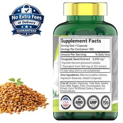 Fenugreek Seed Extract 3200mg 180 Capsules | 6 Month Supply