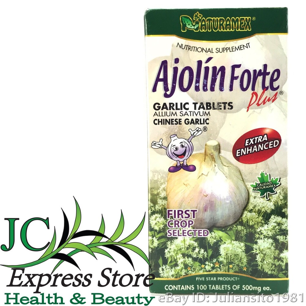 AJOLIN FORTE PLUS EXTRA IMPROVED ALLIUM SATIVUM Naturamex 100 Tablets AJO CHINO