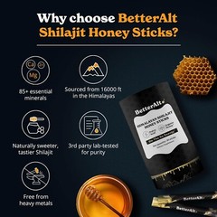 Better Alt Pure Himalayan Shilajit Sticks Organic with Honey, Naturally Sweeter
