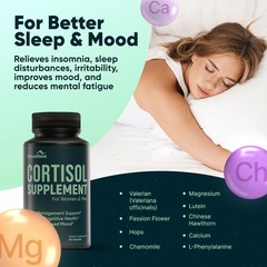 Cortisol Support Capsules Bacopa Lemon Balm Ashwagandha GABA 60 Count