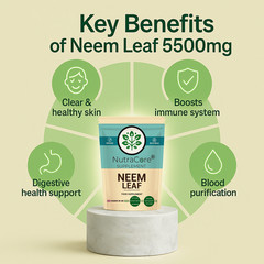 NEEM LEAF 5500mg Capsules(2%Azadirachtin)100%Organic-Detox Immune Support-90Caps