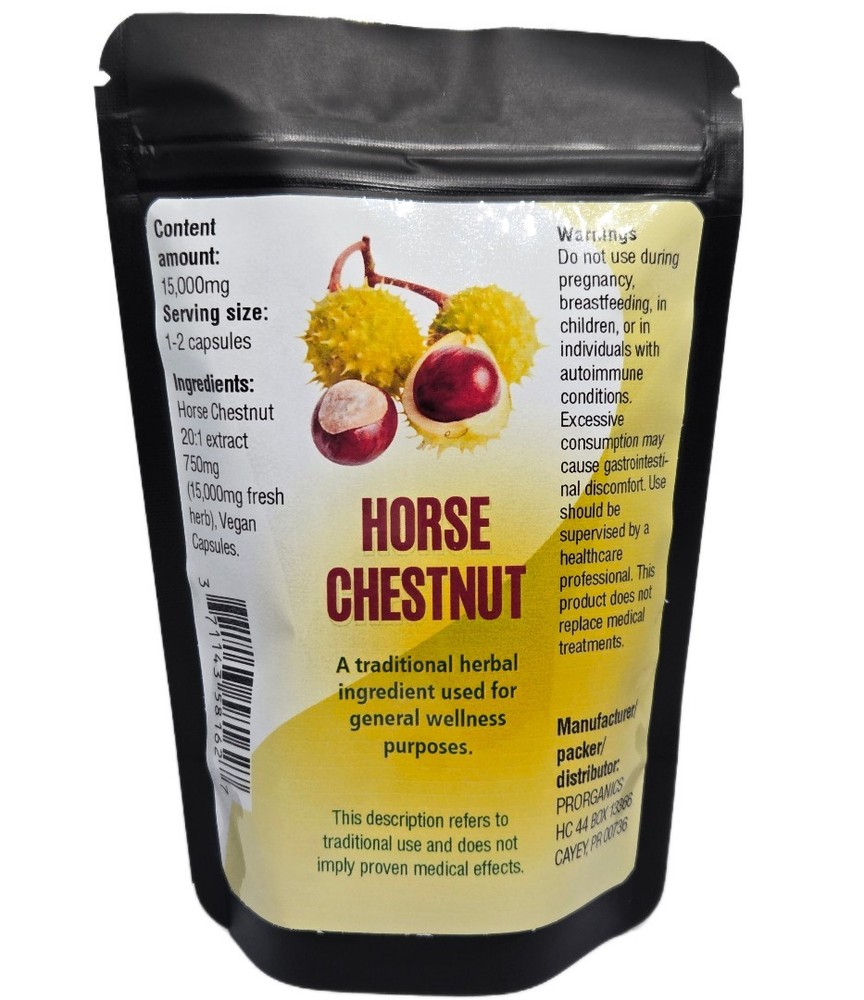 Horse chestnut capsules 15,000mg extract 20:1 by Prorganics