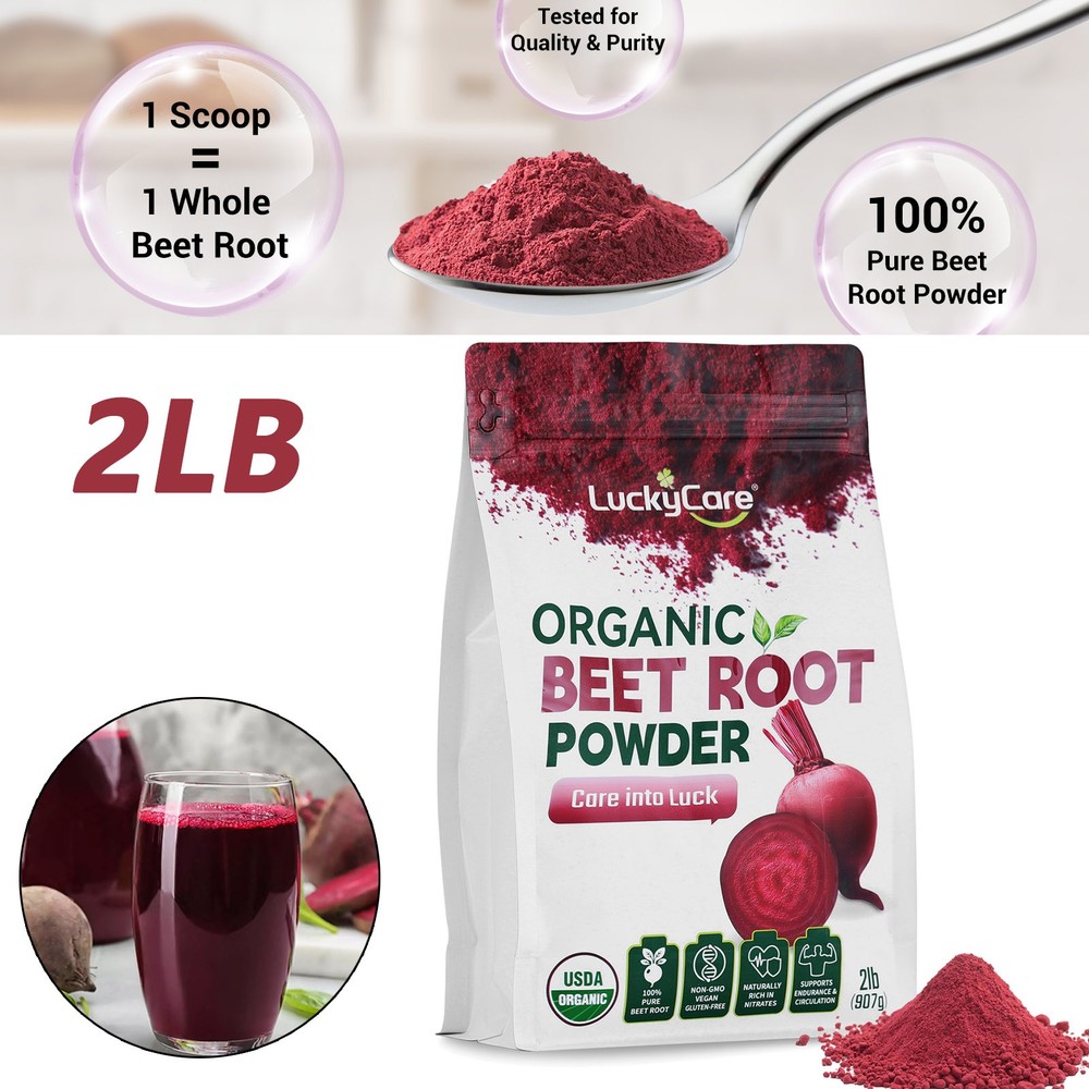 Luckycare 2LB Beet Root Powder Natural Gluten-Free Superfood Nutritional Supple