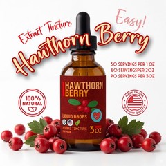 Hawthorn Berry Extract Tincture – Natural Heart Support – Easy Liquid Drops – US
