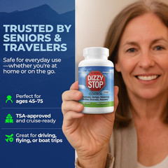DizzyStop – Herbal Supplement for Vertigo Relief, Dizziness, Motion Sickness