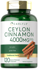 Ceylon Cinnamon Capsules 4000mg | 120 Count | Non-GMO, Gluten Free | by Carlyle