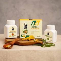 Isha Life Neem & Turmeric Powder in Veg Capsules Combo Pack (100 Caps Each)