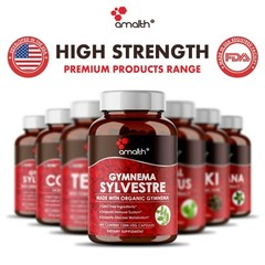 Organic Gymnema Sylvestre Powder Blood Sugar Gudmar 1500mg Capsules – 120 Count
