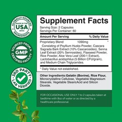 Optimized Digestive Health: Herbal Laxative Capsules with Probiotics – 120 Count