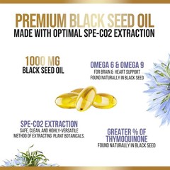 Black Seed Oil Capsules – 100% Pure Organic COLD PRESSED Cumin Nigella Sativa